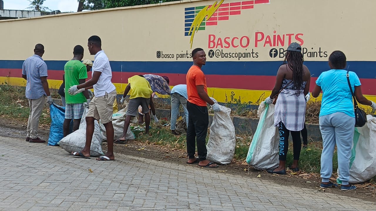Youth volunteers during a clean-up activity